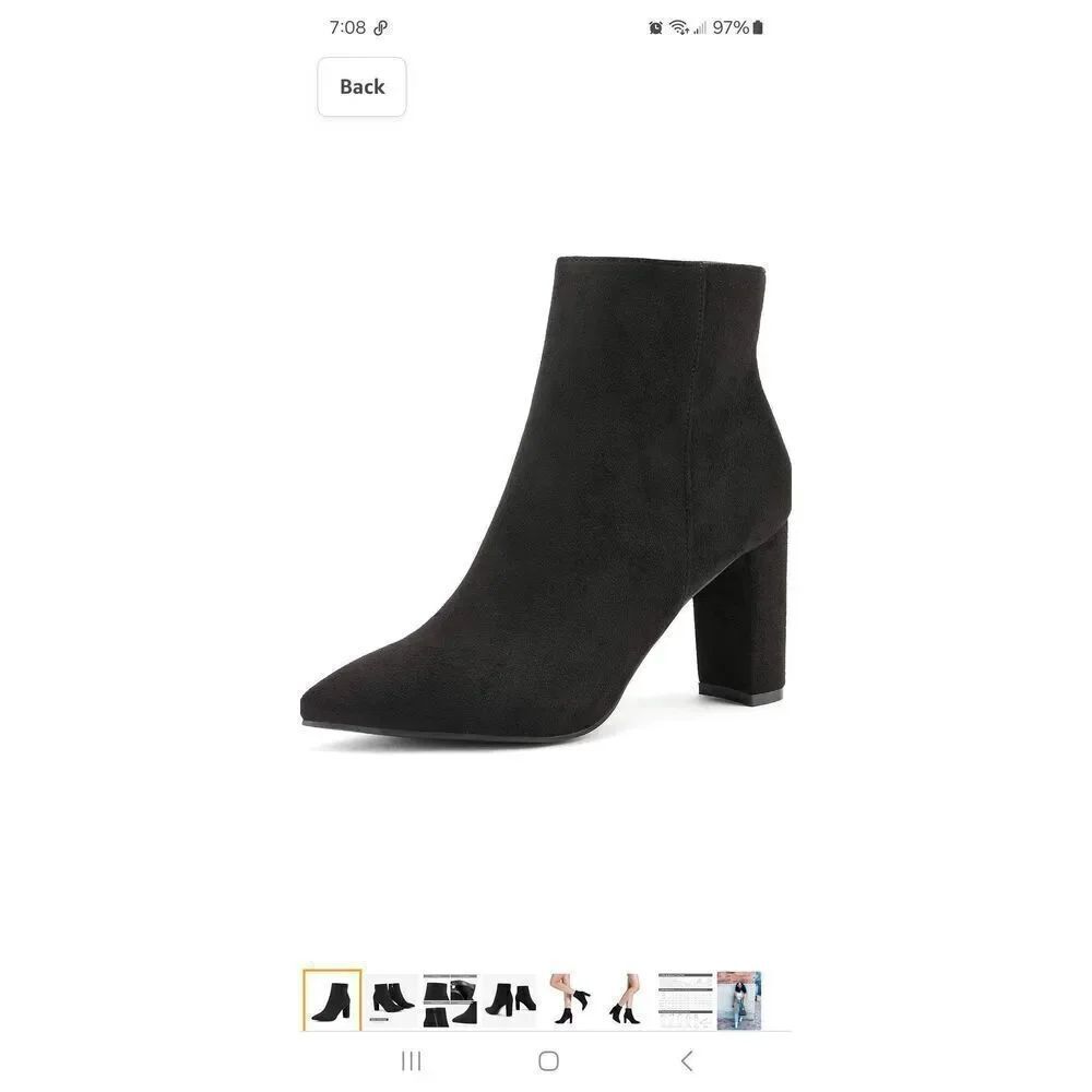 New Size 6 Dream Pairs Sianna1 Black Chunky High Heel Ankle Boots Booties